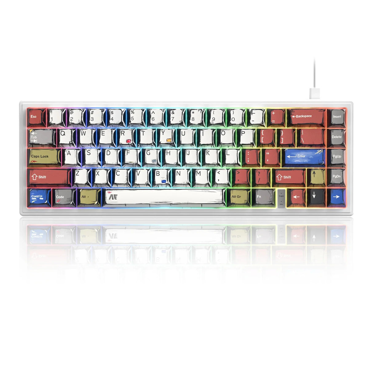 Mechanical Keyboard 68-Key Hall Effect RGB Wired Travel-Friendly