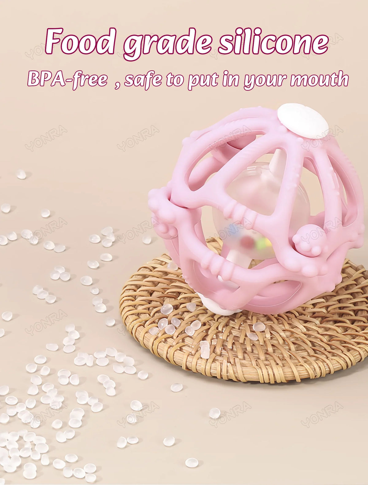 Teether Silicone Rattle Orb Montessori Newborn Sensory Toys