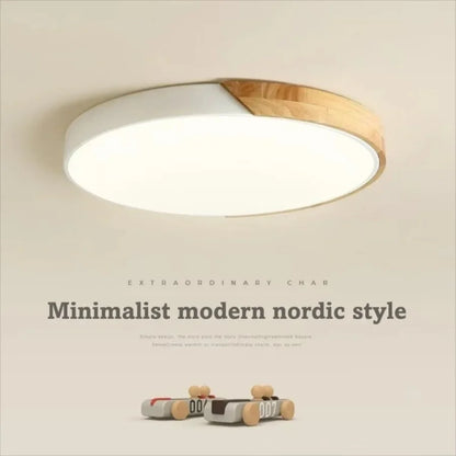 Japandi Led Ceiling Light Scandinavian Wood Contemporary Plush Glow Diffuser