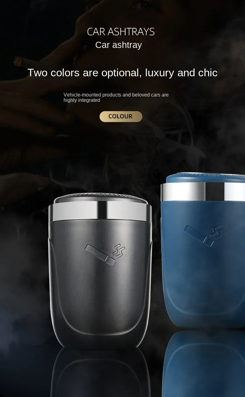 Car Ashtray One-Click Opening with LED Light - Splash Proof Alloy Liner, Vehicle Interior Accessory Fall 2026 Gift
