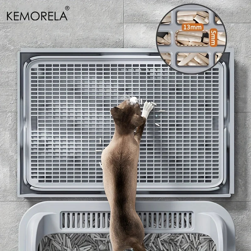 Semi-Enclosed Leak-Proof High-Sided with Mat 2026 – KEMORELA Extra Large Stainless Steel Cat Litter Box