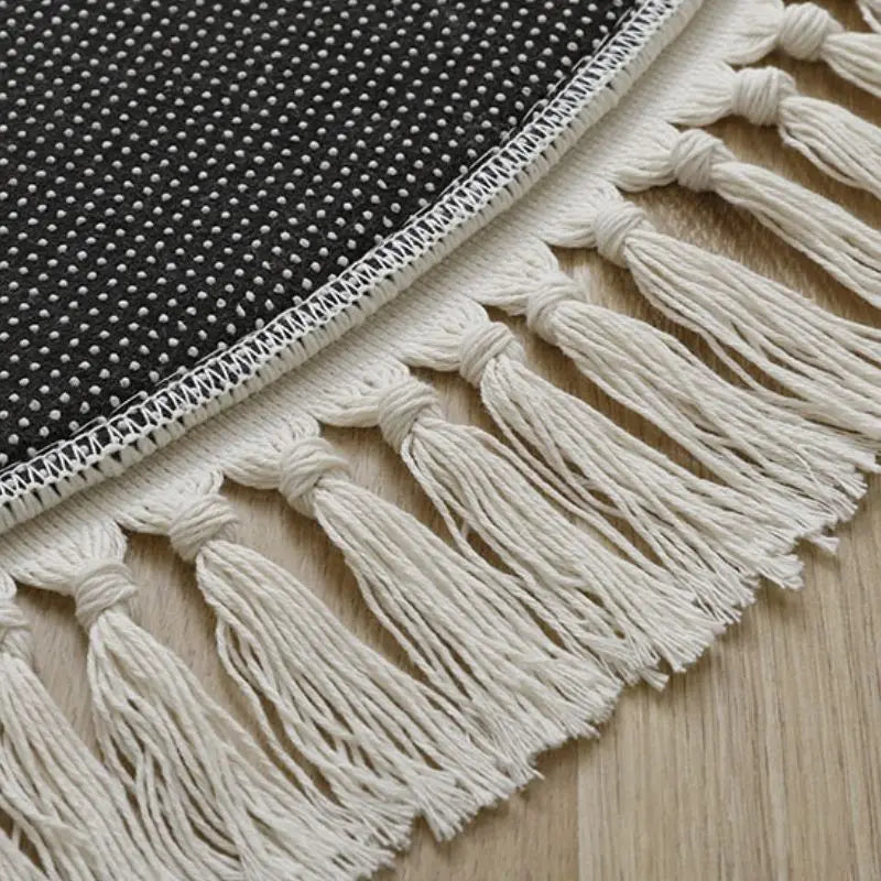 Round Fluffy Rug Tassel Nursery Play Mat Cozy Fall 2025 Plush Circle Bedroom Rug Plush Play Surface