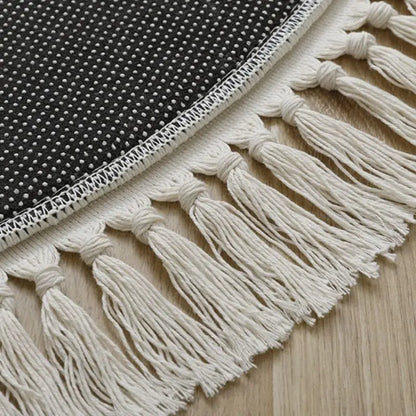 Round Fluffy Rug Tassel Nursery Play Mat Cozy Fall 2025 Plush Circle Bedroom Rug Plush Play Surface