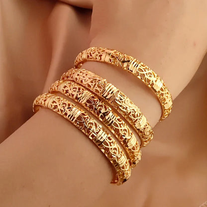 Color Gold Bangle Openwork Wedding Bracelet Dubai Style