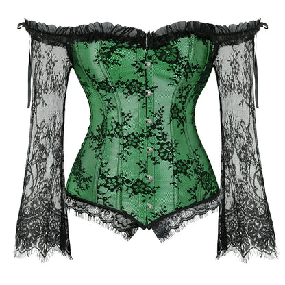 Women's Supportive Corset Top - Off Shoulder, Lace Satin