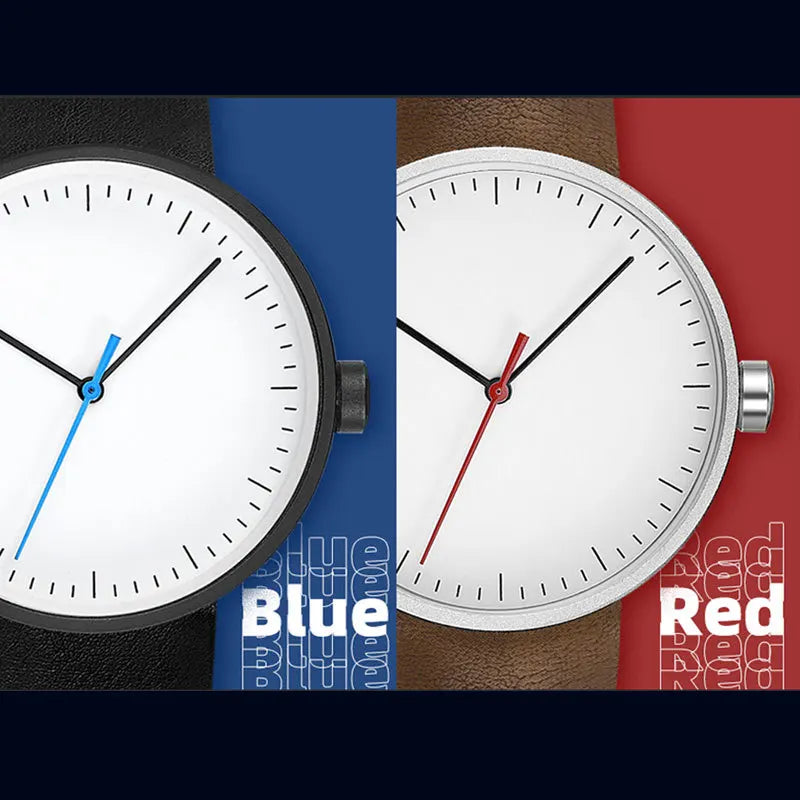 leather strap, round dial, minimalist everyday timepiece – Timeless unisex quartz wristwatch
