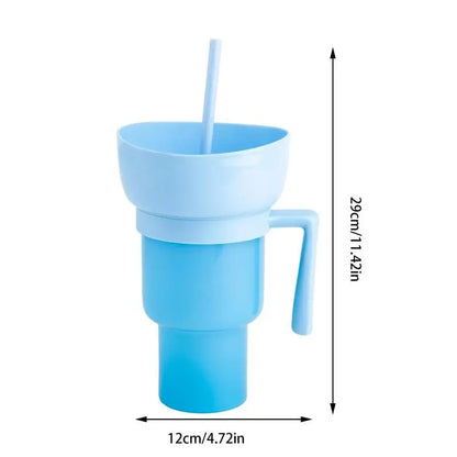 Snack2025 Edition Cup 2 In 1 Snack Bowl Tumbler Splash Proof Leakproof Popcorn Stadium Cup Movie Night Fall