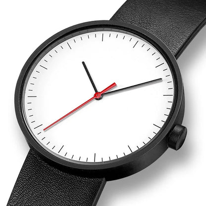 leather strap, round dial, minimalist everyday timepiece – Timeless unisex quartz wristwatch