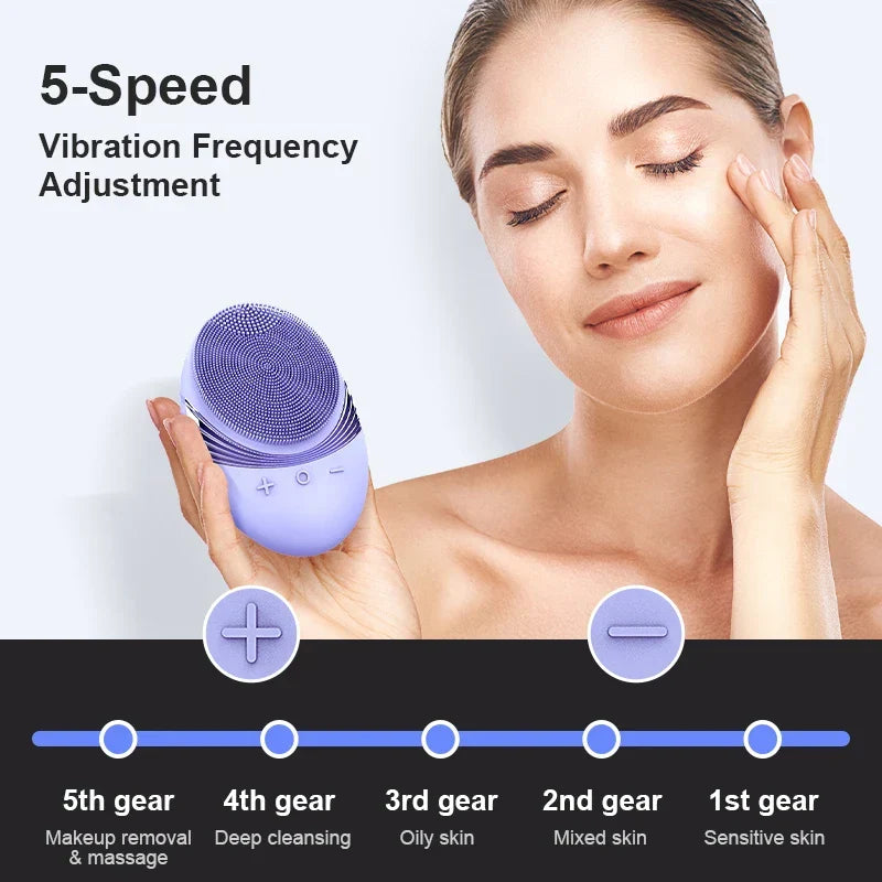 Motor-Driven Silicone Facial Cleansing Brush Sonic Vibration For Deep Cleaning And Gentle Exfoliation Spring 2026 Trend
