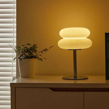 Lamp Table Cream Plastic Lampshade Mushroom Bedside Lamp Fall 2025 Tri Color Dimming USB LED Included Cozy Ambient