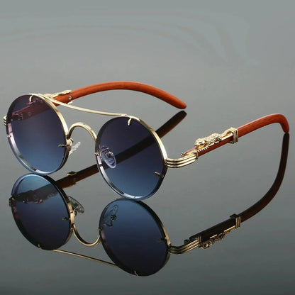 Vintage Punk Round Sunglasses Men & Women Retro Fashion Shades Deluxe Double Bridge Design