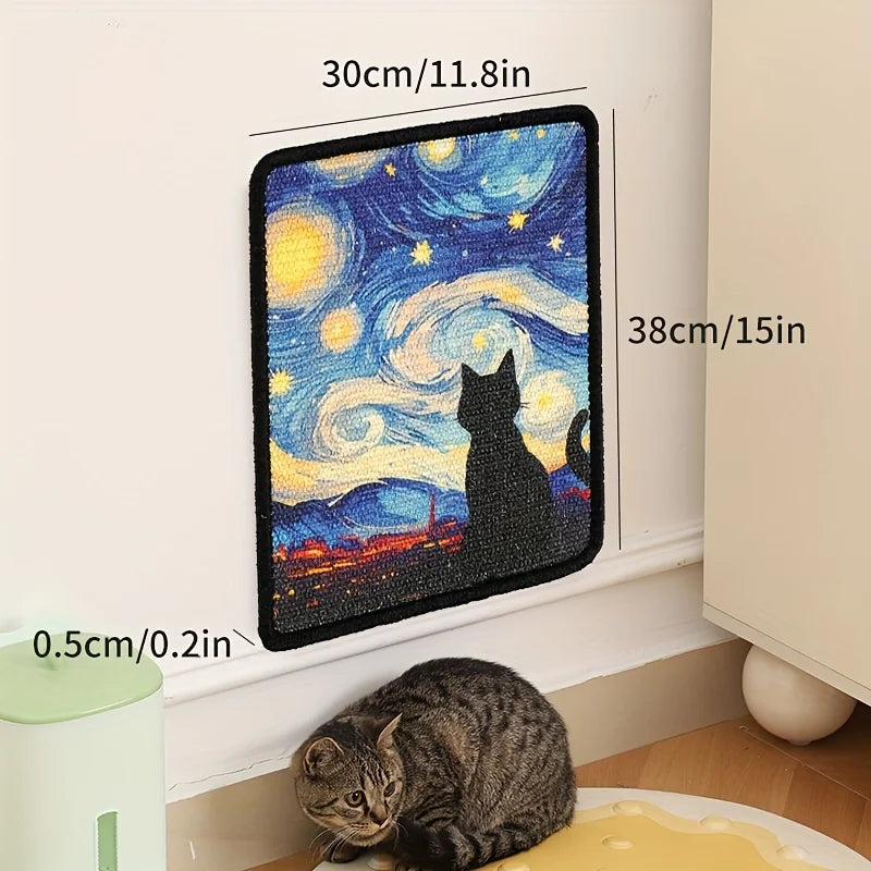 Cat Scratching Post Wall Mounted Mat Sturdy Plush Fabric With Stitched Edges Compact Space Living 2025 Protects Furniture
