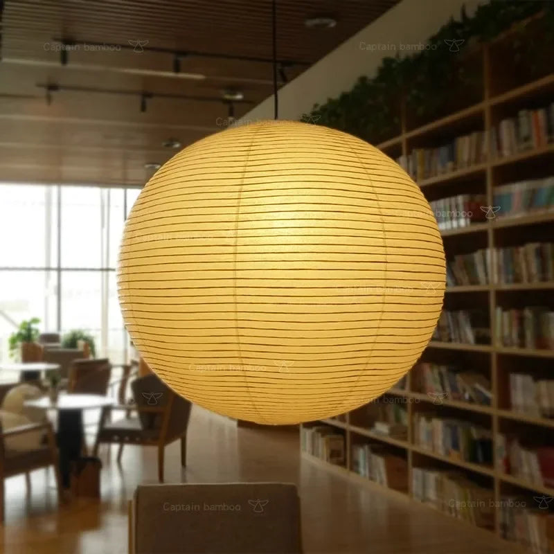 Pendant Japandi Lamp Wabi Sabi Rice Paper Round LED Dimmable