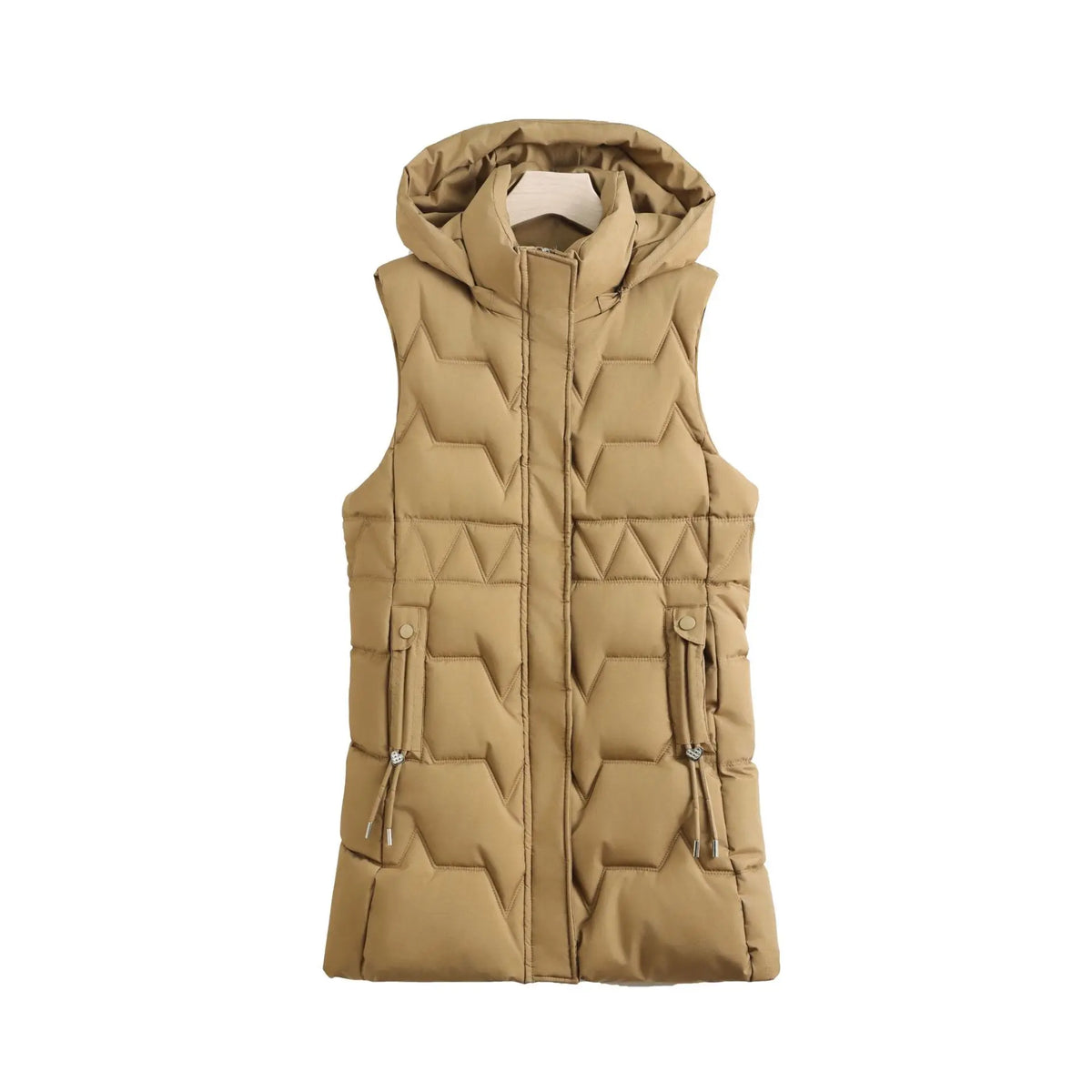 Light Cozy Women Long Puffer Vest - Hooded Down