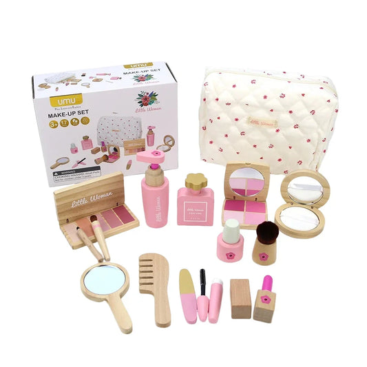 Wooden Makeup Kit For Kids Pretend Play Cosmetic Kit Back To School 2025 Gift Safe Non Toxic