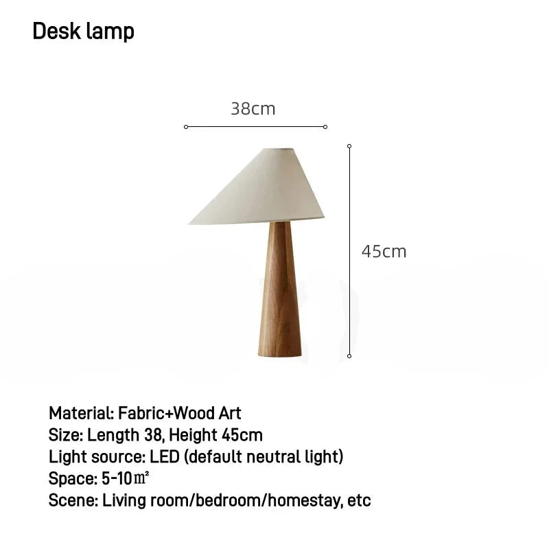 Japandi Conical Oak Floor Lamp Wabi Sabi Retro Lighting Household Decor