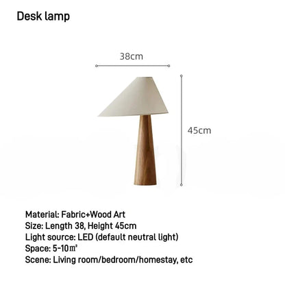 Japandi Conical Oak Floor Lamp Wabi Sabi Retro Lighting Household Decor