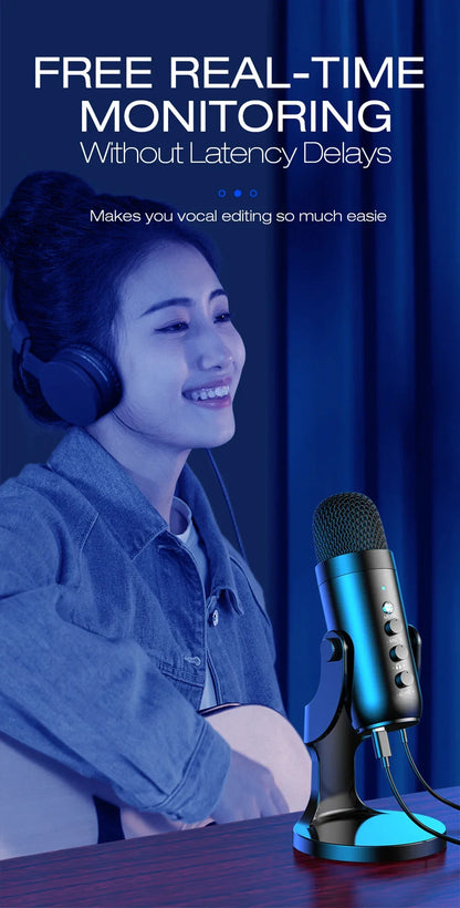 Condenser USB Microphone Desktop Mic For Streaming Podcast