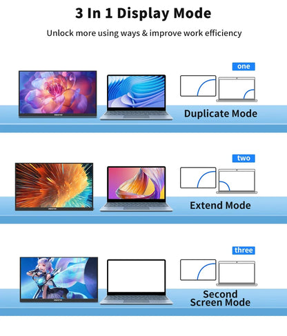 Travel-Friendly 15.6 Inch FHD IPS Monitor Dual Screen USB C