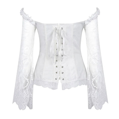 Women's Supportive Corset Top - Off Shoulder, Lace Satin