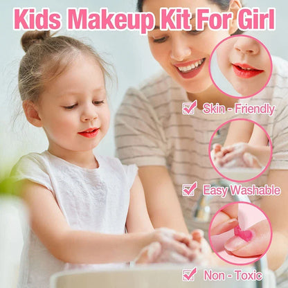 Kids2025 Edition Makeup Kit Pink Washable Princess Play Kit Safe Non Toxic Back To School Gift