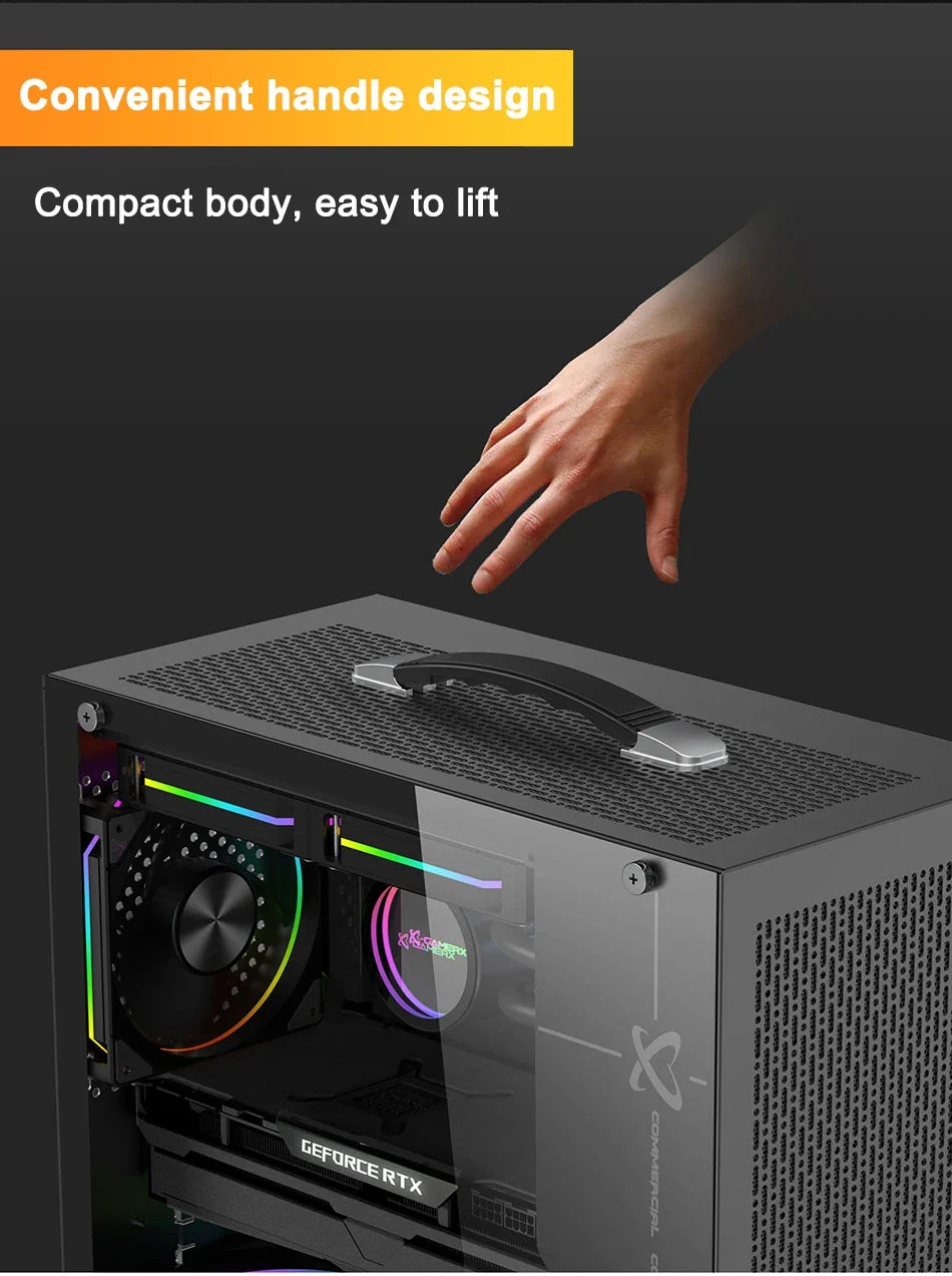 ITX Mini PC Case Transparent Side 240mm Water Cooling