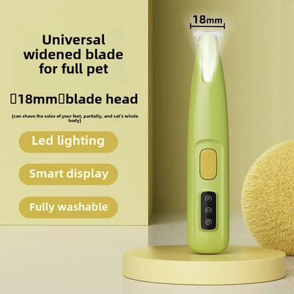 18mm Wide Blade LED Display Pet Grooming Clipper 2026 – Water-Resistant Dog Paw Trimmer with LED Light