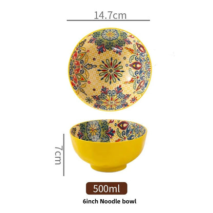 Ceramic Bohemian Rice Bowl Retro Noodle Bowl Kitchen Gift