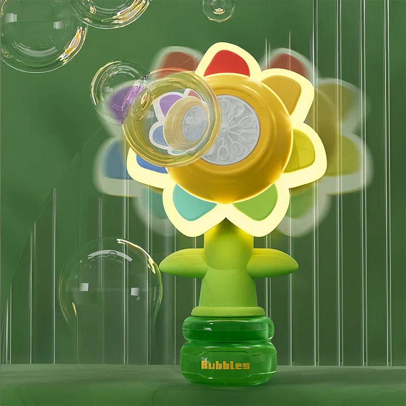 Machine Bubble Sunflower Bubble Maker Toy Kids Summer 2025 One Key Automatic Light Dancing Gift