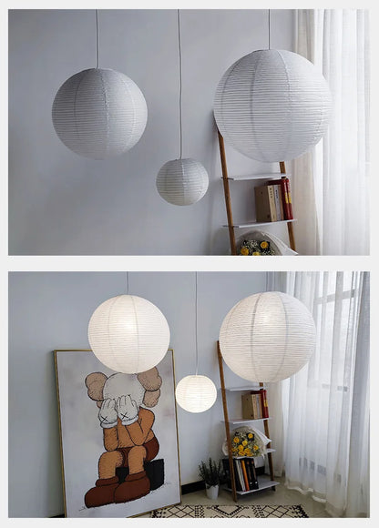 Pendant Japandi Lamp Wabi Sabi Rice Paper Round LED Dimmable