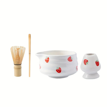 Matcha Bowl Kit Ceramic Strawberry Whisk Chasen Kit