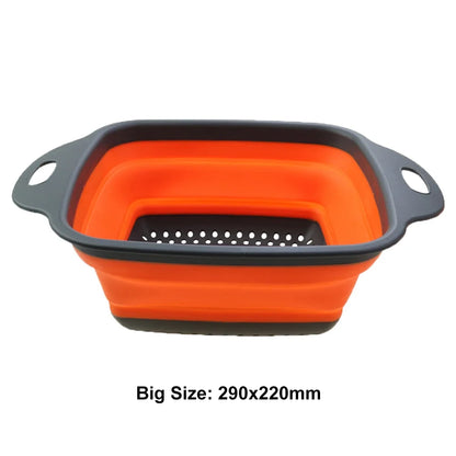 Silicone2026 Edition Folding Drain Basket 2-In-1 Collapsible Colander For Fruits And Vegetables Space-Saving Kitchen Device Fall