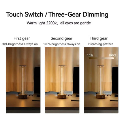 Cordless LED Table Lamp - Battery-Powered Magnetic Design, Touch Sensor, Dimmable for Bedroom