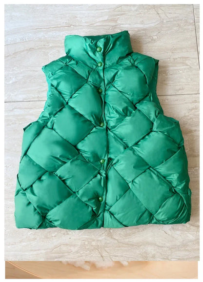 Women Insulating Puffer Vest - Boxy Quilt Polyfill Winter