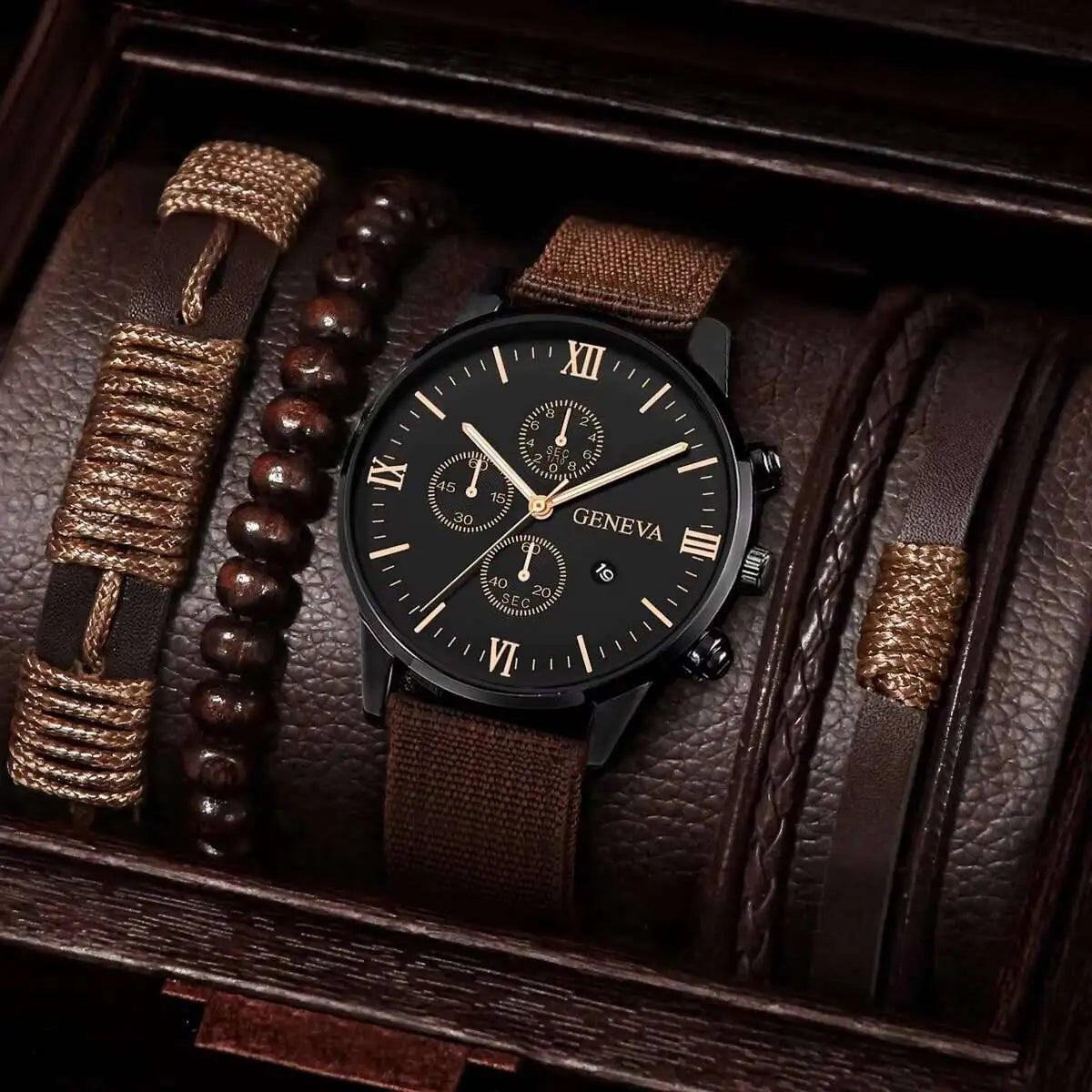 Quartz Watch And Bracelet Kit Nylon Band Casual Gift
