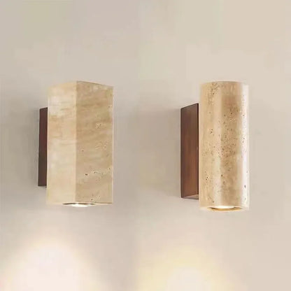 Yellow Japandi Marble LED Wall Sconce Wabi Sabi Bedside Light