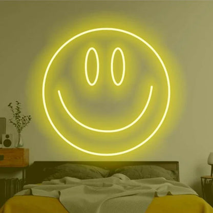 Neon LED Sign 35cm USB Powered Smile Face Wall Hanging Night Light Bedroom Decor Fall 2025 Gift