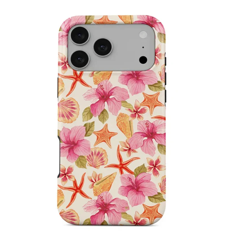 Ocean Tropical Double-Layer iPhone Case - PC TPU Cartoon Design Washable Cover for iPhone 11 to 17