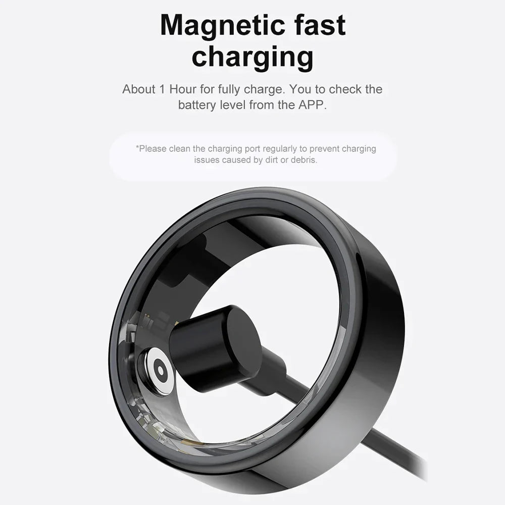 Smart Ring Health Tracker IP68 Water-Resistant Heart Rate Sleep SpO2 Multi Sport Modes Titanium Shell Fall 2025 Gift