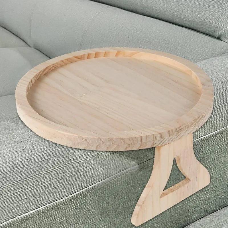 Bamboo Sofa Arm Tray Travel-Friendly Couch Armrest Snack Holder