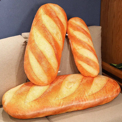 Plush French Bread Pillow - Plush Stuffed Food Decor, Fun Party Prop for Kids, Cozy Sleeping Companion, Unique Room Gift