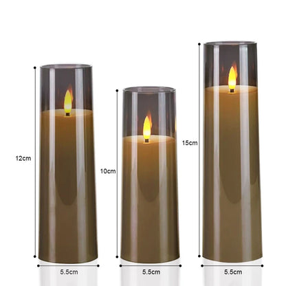 3Pcs/Kit LED Flameless Candles with Remote Control - Flickering Light for Weddings & Household Decor