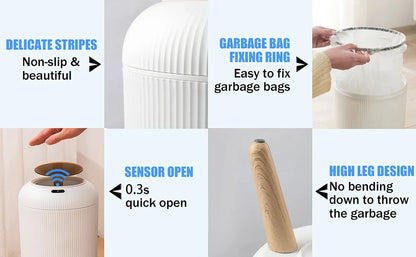 Motion Sensor Trash Can Compact Plastic Smart Bin Hands Free