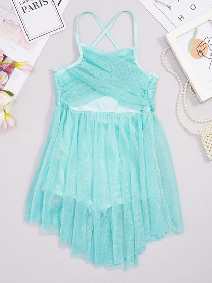 Light Girls' Dance Dress - Flowy, Glittery Mesh, Ballet & Gymnastics Costume