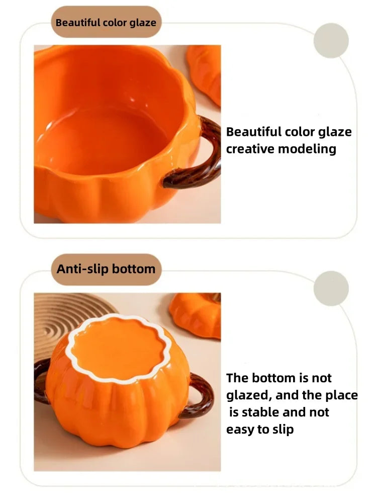 Soup Pumpkin Pot 1.4L Ceramic Bowl With Lid Halloween