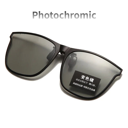 Polarized Photochromic UV Anti-Glare Driving Goggles, Vintage Square Style, Fall 2025 Safe Driving – Night Vision Clip-On Sunglasses