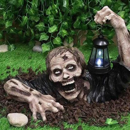 Garden Zombie Statue With LED Lantern Outdoor Horror Decor For Yard Patio Lawn Halloween 2026 Gift