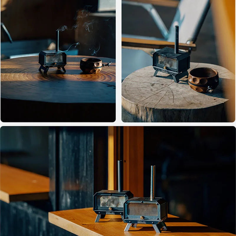 Travel-Friendly Wood Stove Foldable Stainless Steel Mini Camping Incense Burner Fall 2025 Mosquito Control And Tabletop Aroma