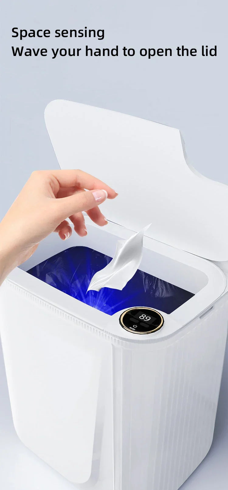 Smart Sensor Trash Can 20L Type C Battery-Powered Bathroom