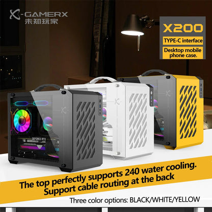 Mini ITX Case Glass Side 240mm Watercooling Travel-Friendly